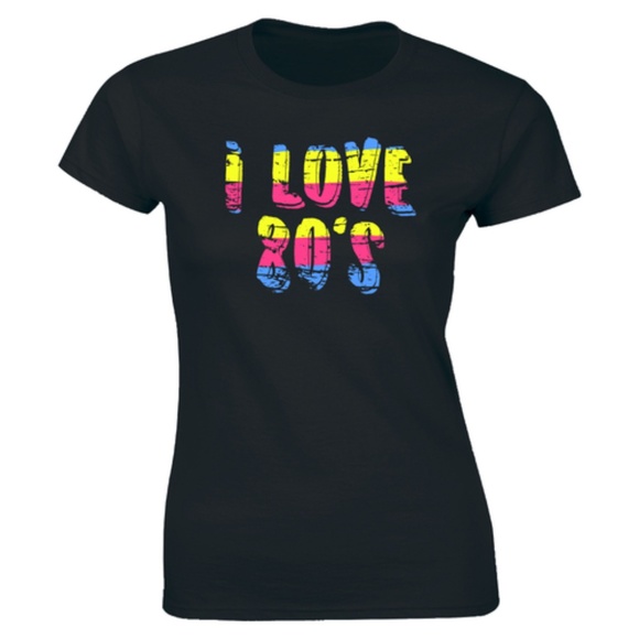 Half It Tops - Ladyfit Women's I Love The 80's Sexy Retro T-shirt Half It Tops - Ladyfit Women's I Love The 80's Sexy Retro T-shirt